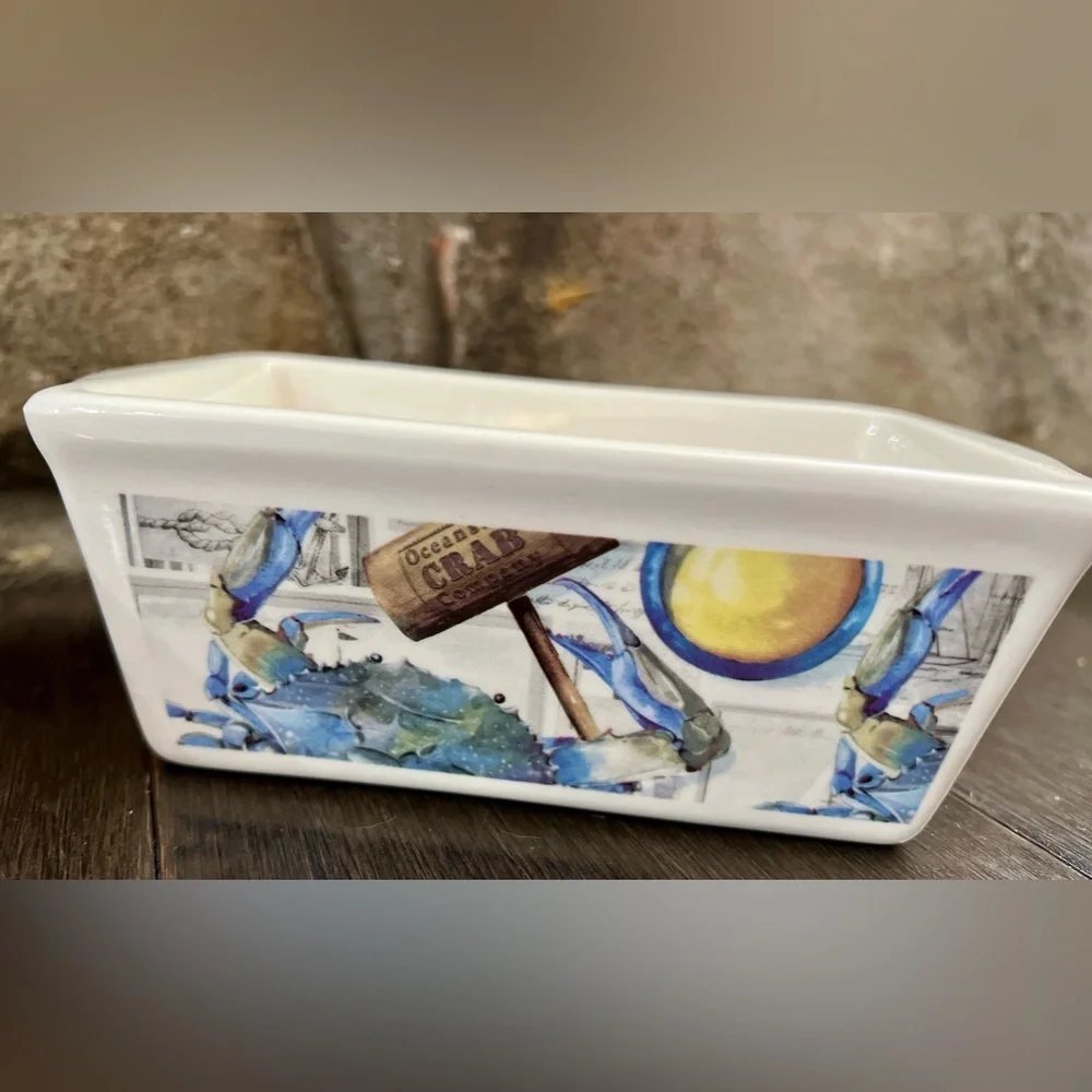 Nantucket Ceramic Blue Crab Mini Loaf Bread Baking Pan, Set of 2